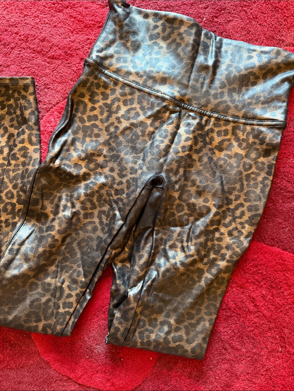 SPANX Kids Faux Leather Leopard Leggings - Black and Brown